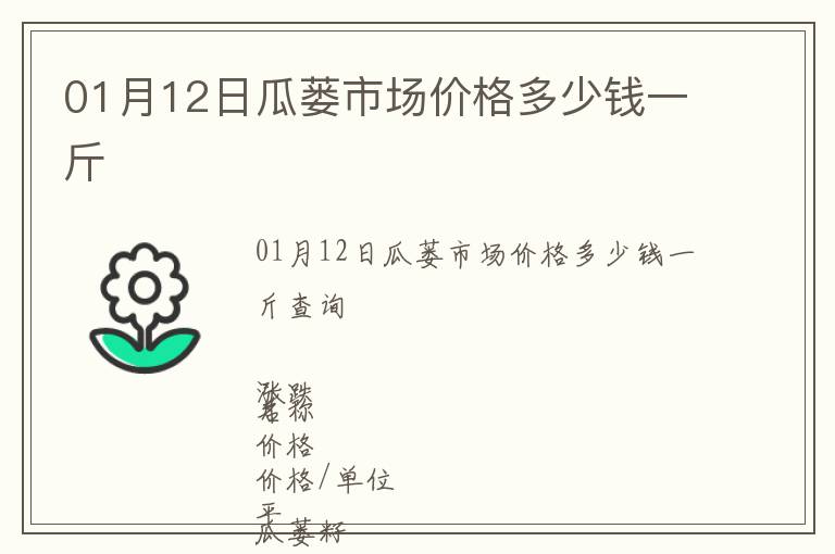 01月12日瓜蔞市場價格多少錢一斤