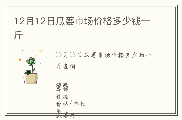12月12日瓜蔞市場價(jià)格多少錢一斤
