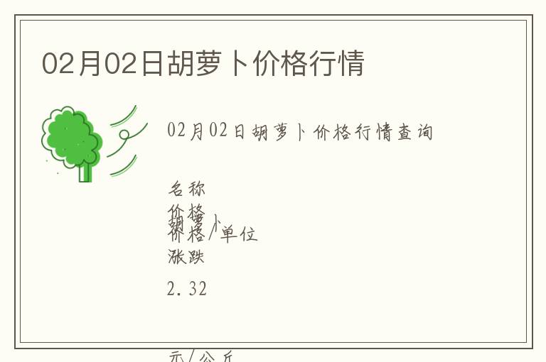02月02日胡蘿卜價格行情