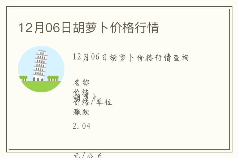 12月06日胡蘿卜價格行情