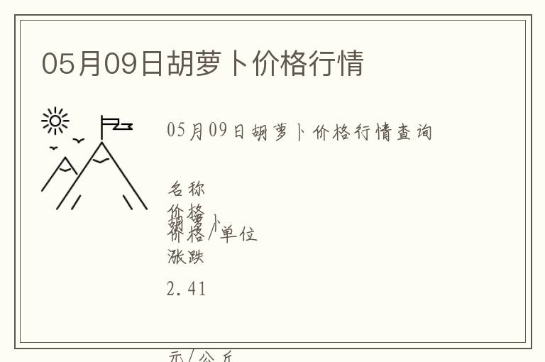 05月09日胡蘿卜價格行情