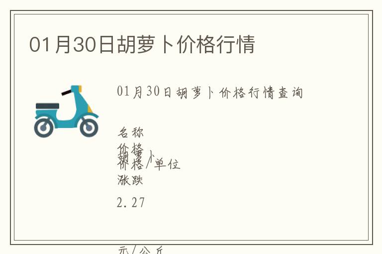 01月30日胡蘿卜價格行情