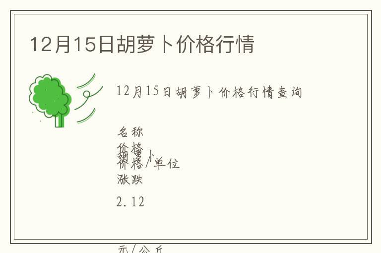 12月15日胡蘿卜價格行情