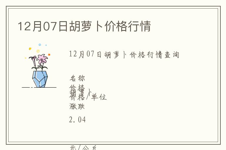 12月07日胡蘿卜價(jià)格行情