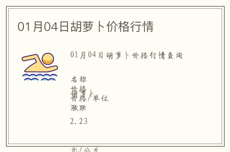 01月04日胡蘿卜價格行情