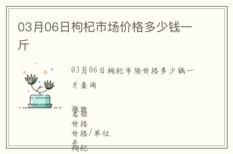 03月06日枸杞市場價格多少錢一斤