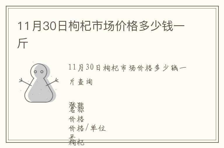 11月30日枸杞市場價格多少錢一斤