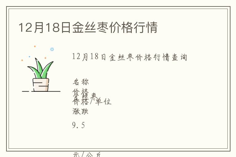 12月18日金絲棗價格行情
