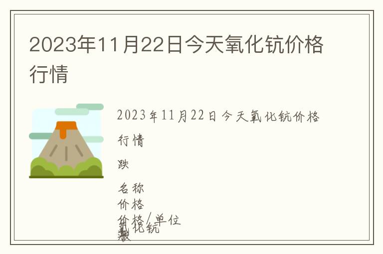 2023年11月22日今天氧化鈧價格行情