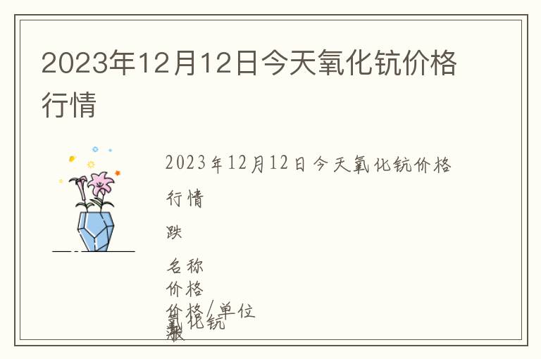 2023年12月12日今天氧化鈧價格行情