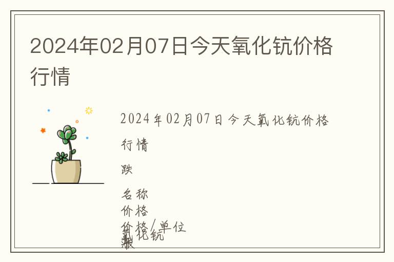 2024年02月07日今天氧化鈧價格行情