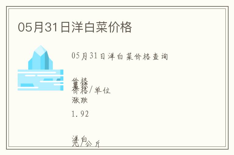 05月31日洋白菜價格