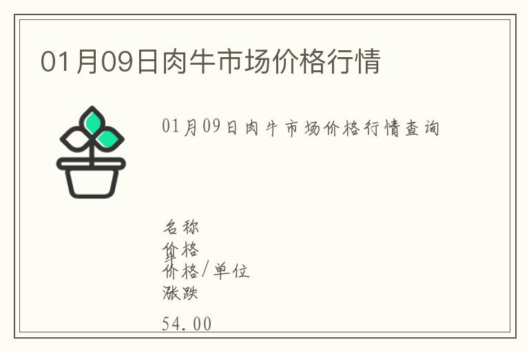 01月09日肉牛市場價格行情