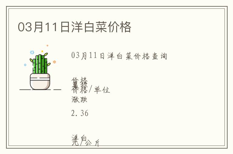 03月11日洋白菜價格