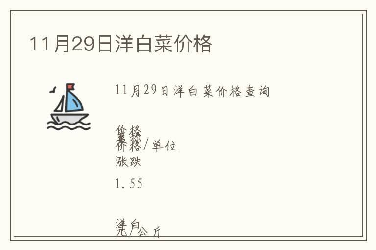 11月29日洋白菜價格