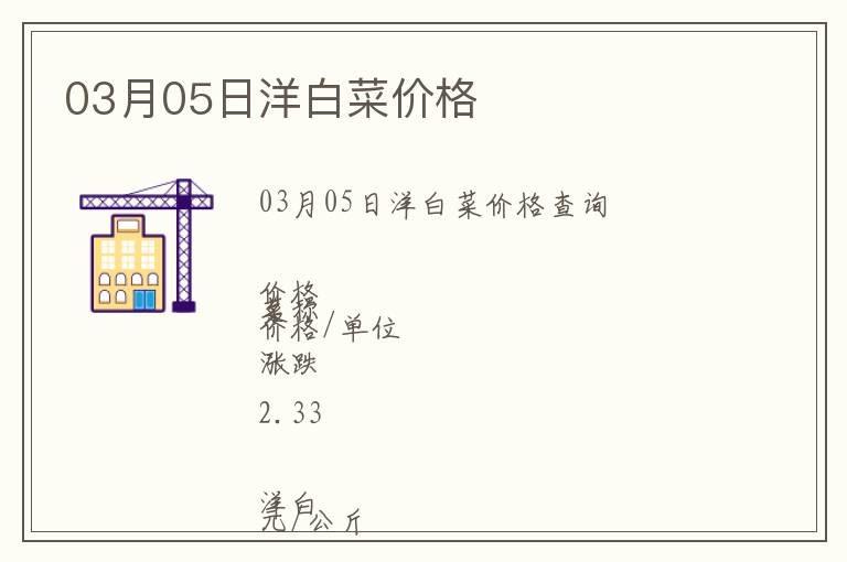 03月05日洋白菜價格