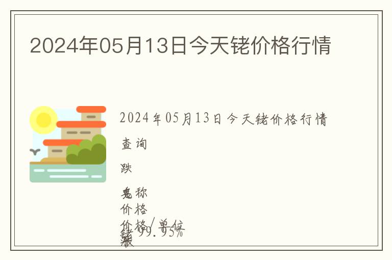 2024年05月13日今天銠價格行情