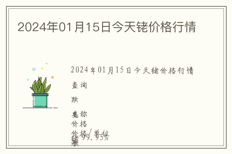 2024年01月15日今天銠價格行情