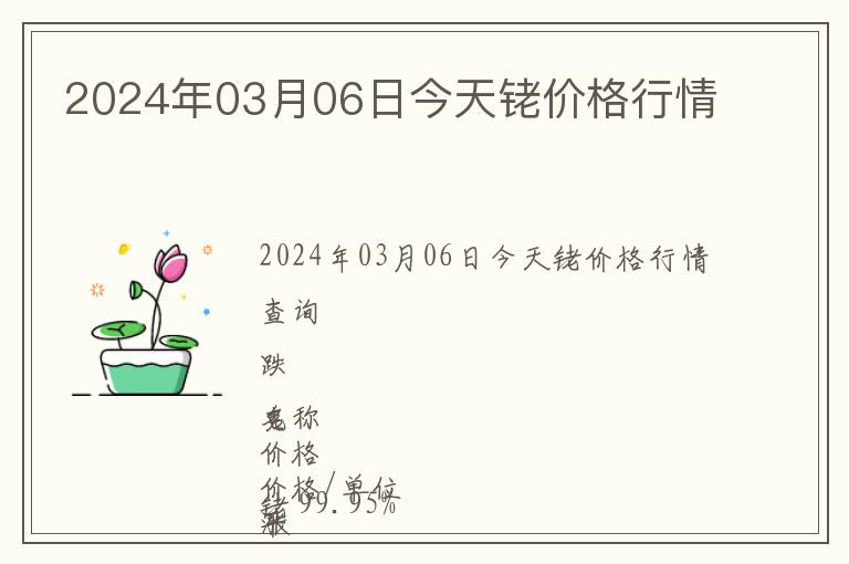 2024年03月06日今天銠價(jià)格行情
