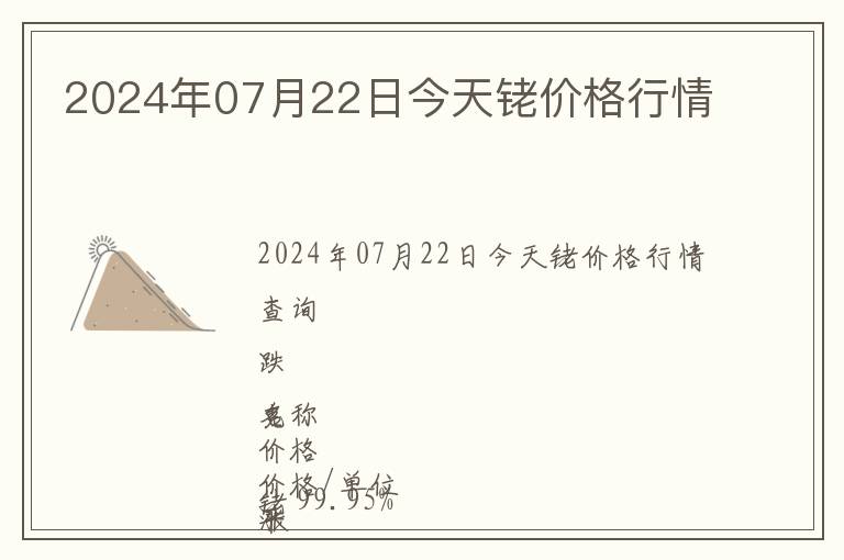 2024年07月22日今天銠價格行情