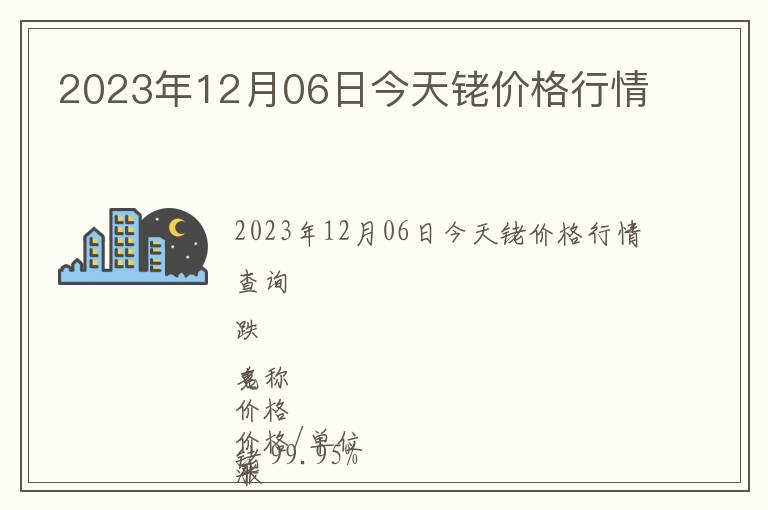 2023年12月06日今天銠價(jià)格行情
