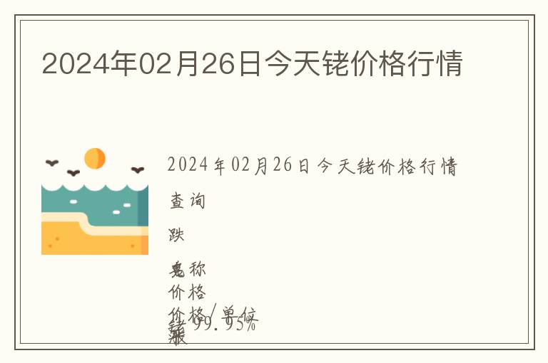 2024年02月26日今天銠價格行情