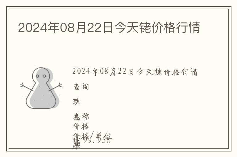 2024年08月22日今天銠價格行情