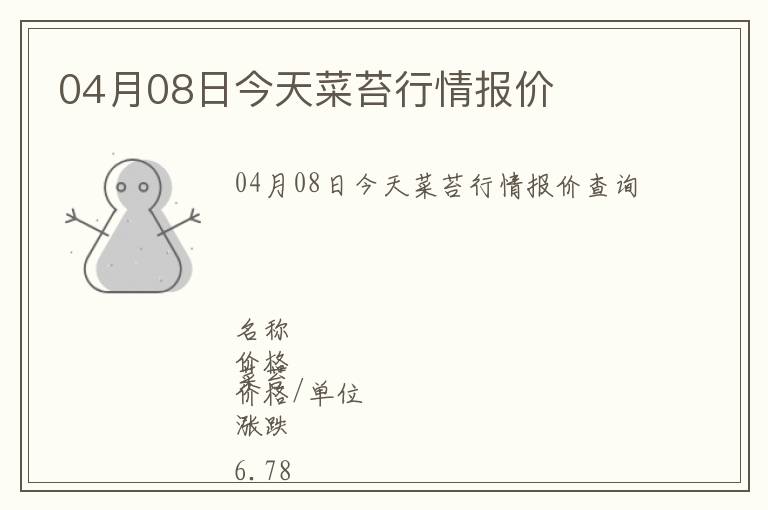04月08日今天菜苔行情報價