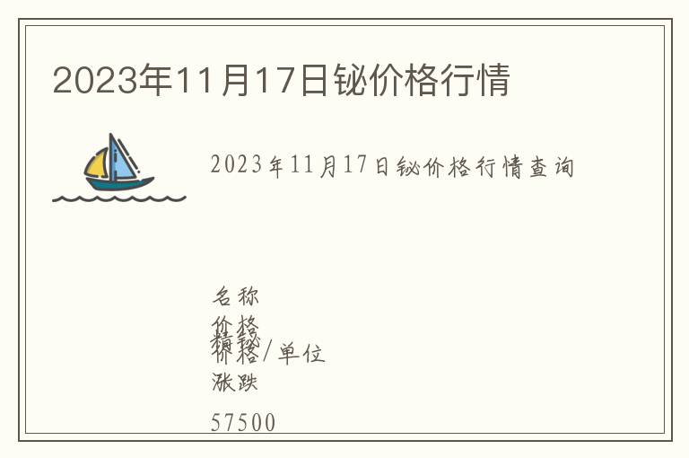 2023年11月17日鉍價格行情