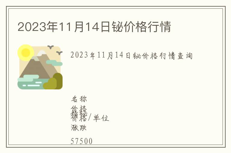 2023年11月14日鉍價(jià)格行情