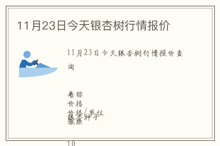 11月23日今天銀杏樹行情報價