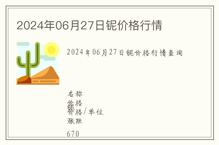 2024年06月27日鈮價格行情