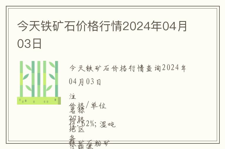 今天鐵礦石價格行情2024年04月03日