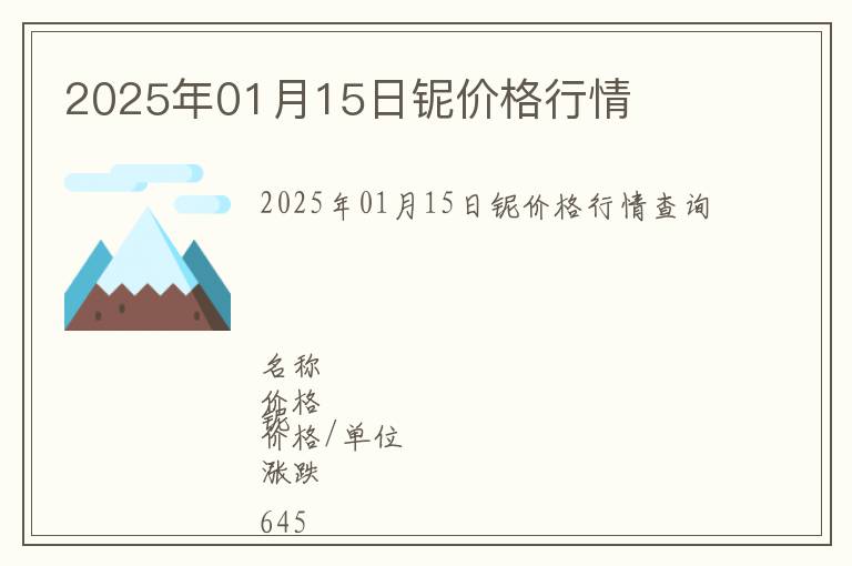 2025年01月15日鈮價格行情