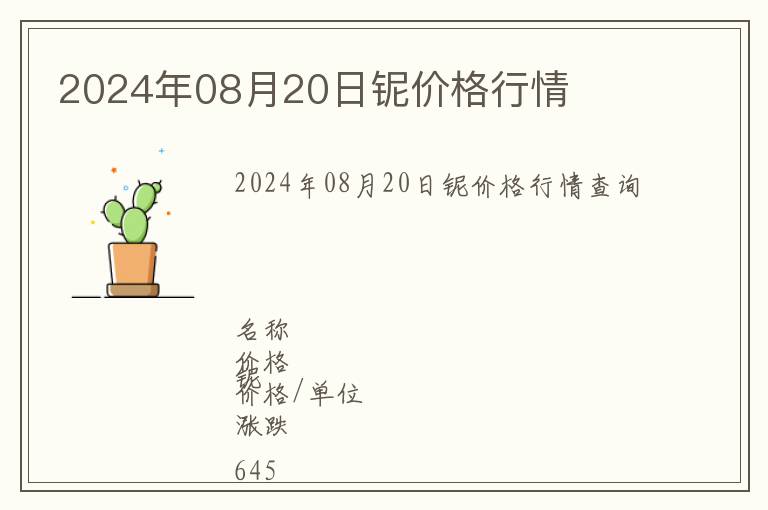 2024年08月20日鈮價格行情