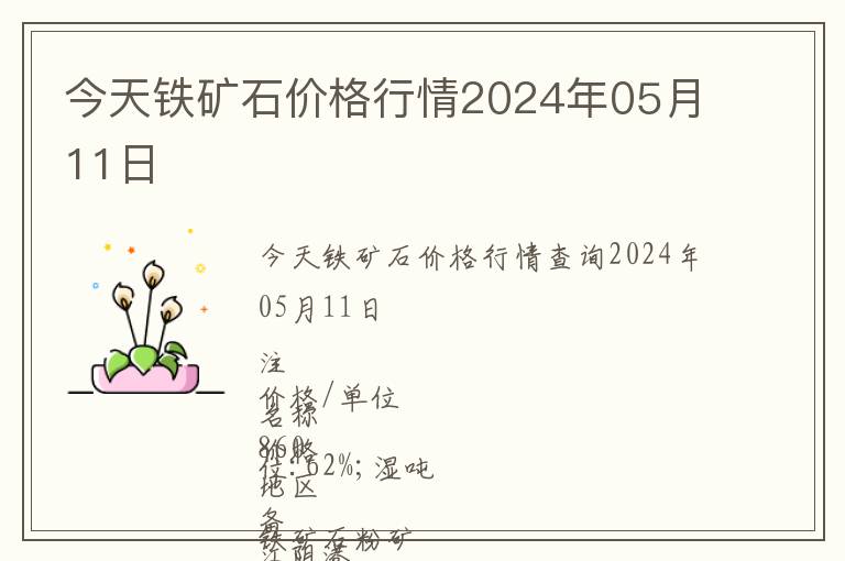 今天鐵礦石價(jià)格行情2024年05月11日