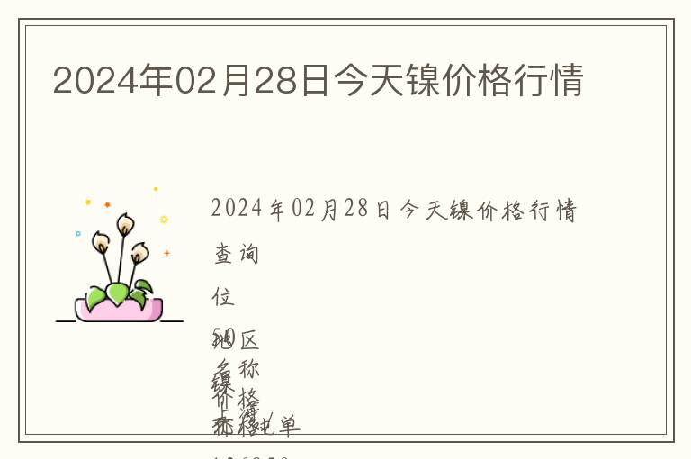 2024年02月28日今天鎳價格行情