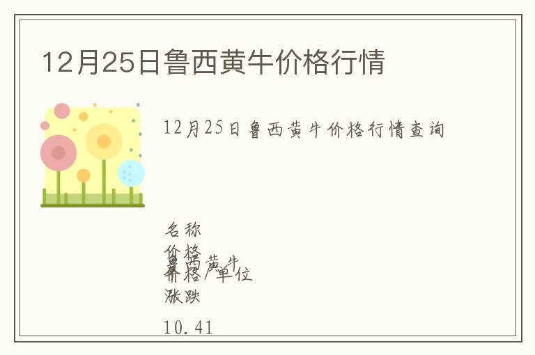 12月25日魯西黃牛價格行情