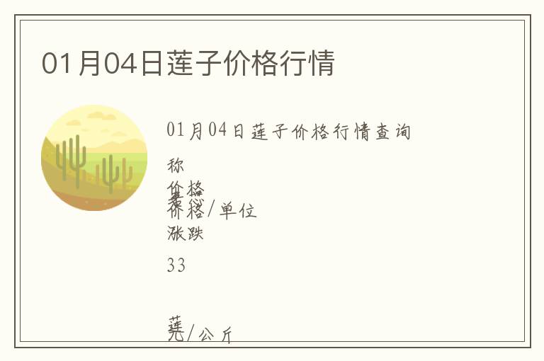01月04日蓮子價(jià)格行情