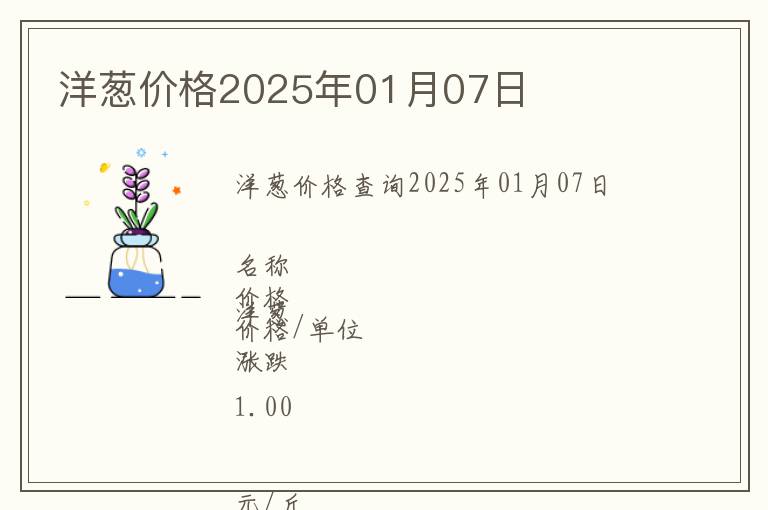 洋蔥價(jià)格2025年01月07日