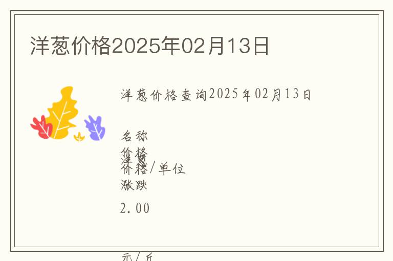 洋蔥價格2025年02月13日