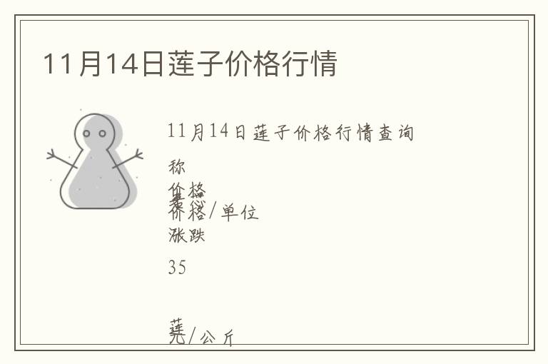 11月14日蓮子價格行情
