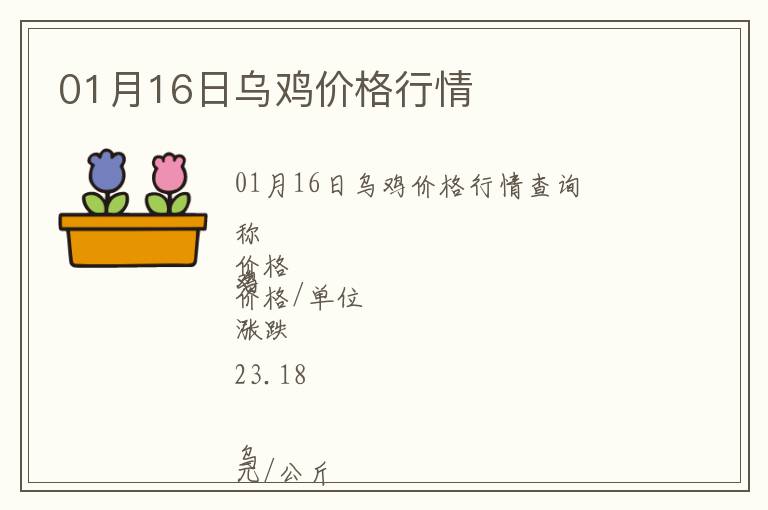 01月16日烏雞價格行情