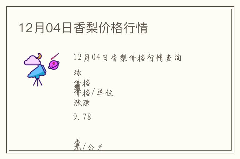12月04日香梨價(jià)格行情
