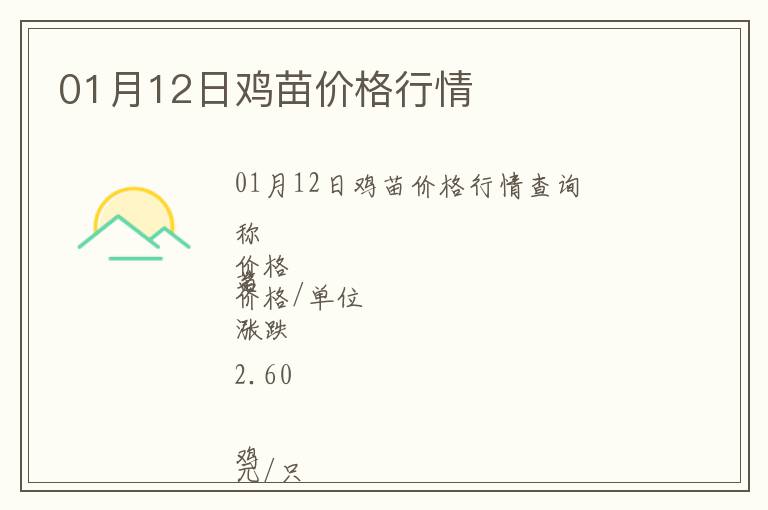 01月12日雞苗價格行情