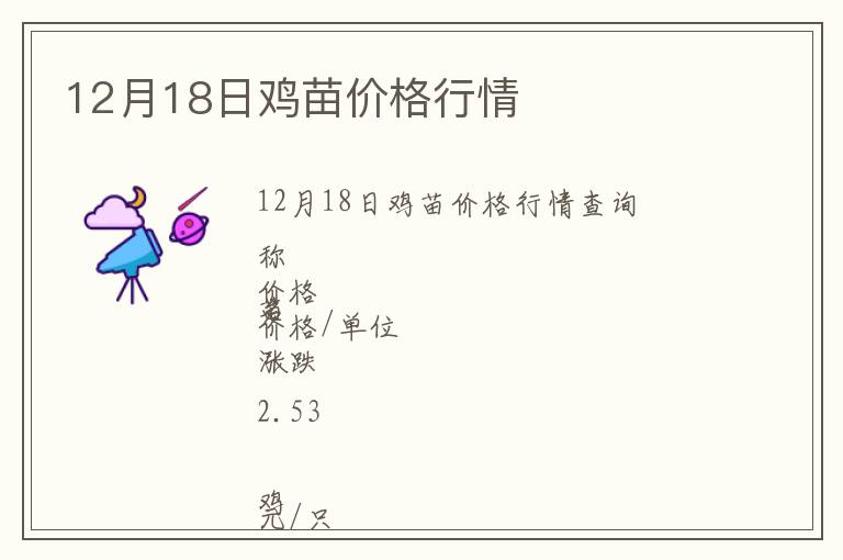 12月18日雞苗價格行情