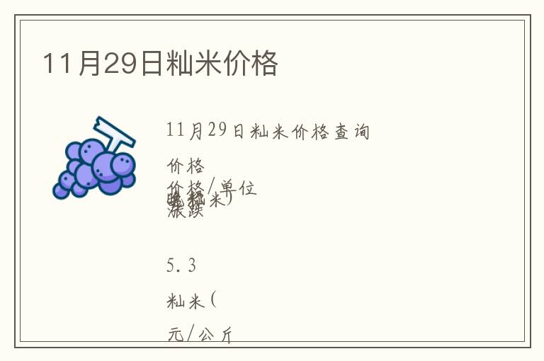 11月29日秈米價格