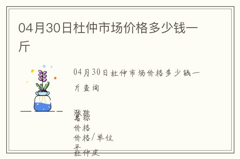 04月30日杜仲市場價格多少錢一斤