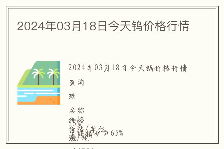 2024年03月18日今天鎢價格行情