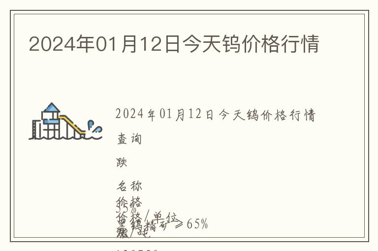 2024年01月12日今天鎢價格行情